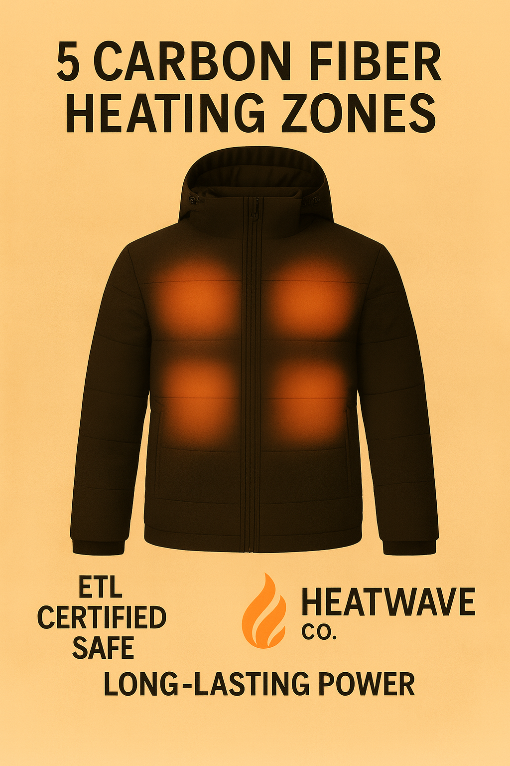 HeatWave™ 12V Heated Jacket – Rechargeable Battery Pack for All-Day Warmth
